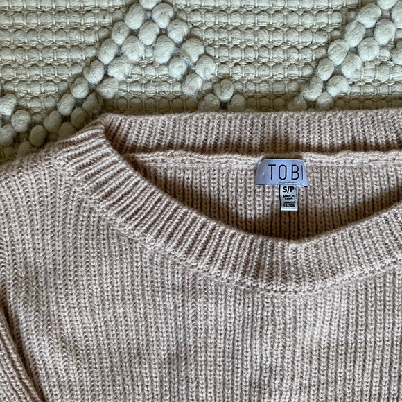 Tobi Sweater Dress | Blushy-Nude Knit Sweater Dress with Bell Sleeves - Picture 3 of 5